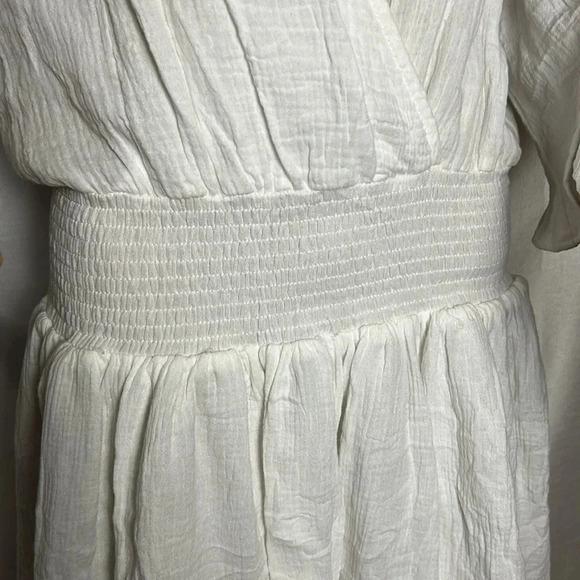 MIOU MUSE NWT  white mini flare gauze dress,cotton, smocked waistline - Picture 4 of 14
